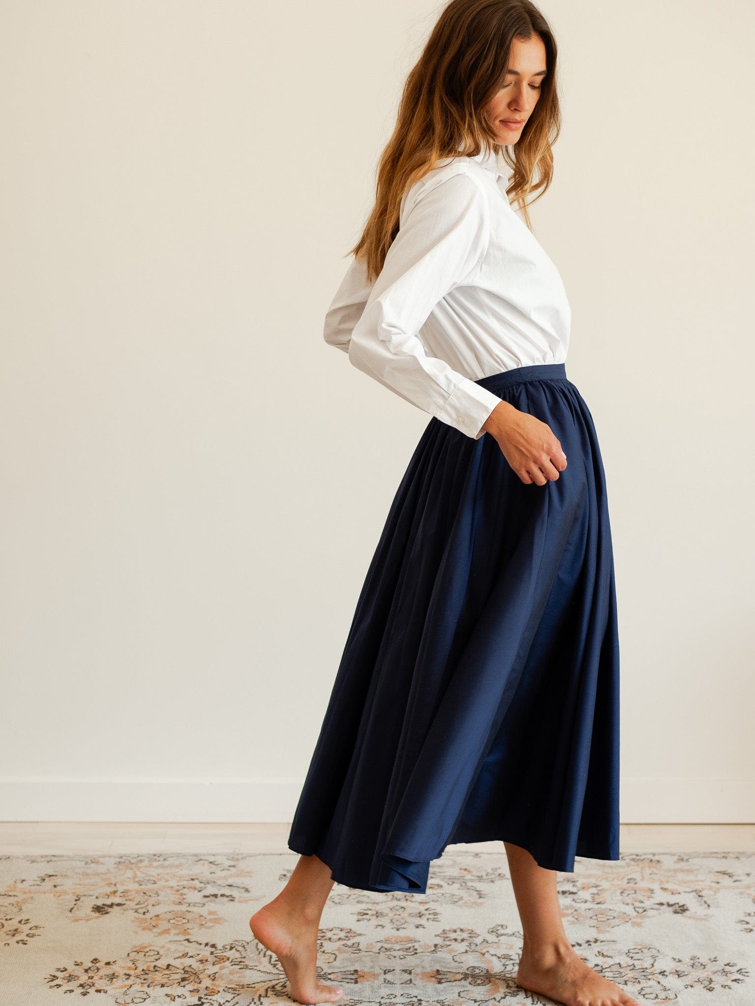 MILLE Clothing Ayla Skirt in Navy Taffeta