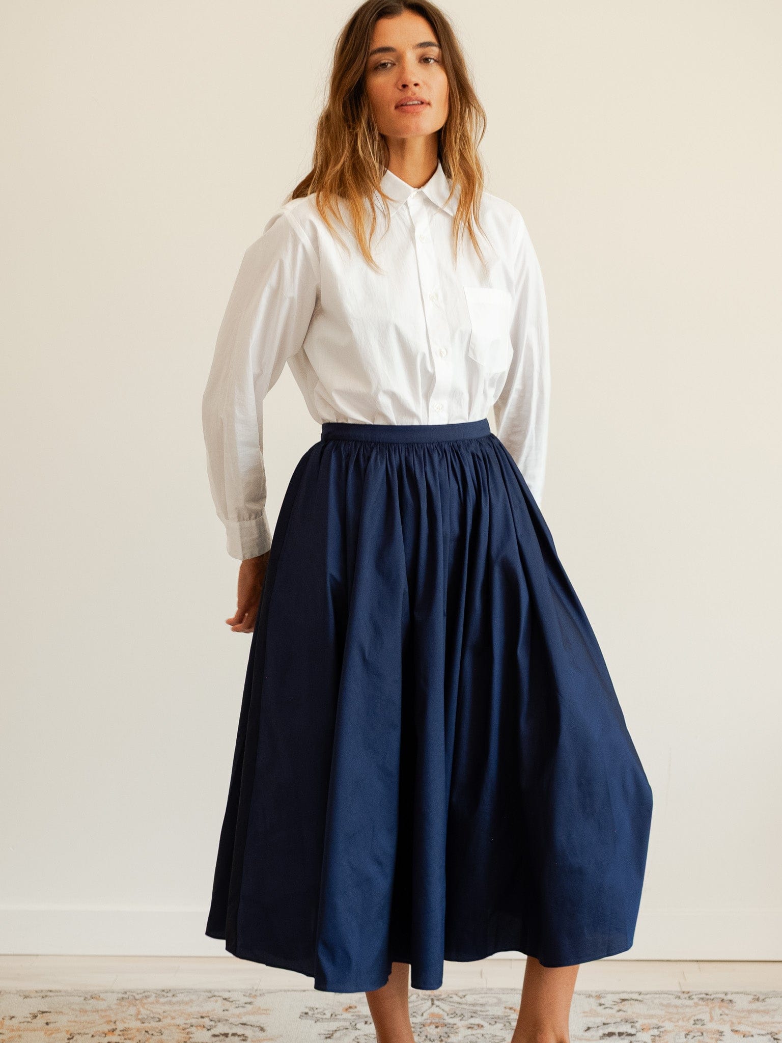 MILLE Clothing Ayla Skirt in Navy Taffeta