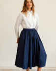 MILLE Clothing Ayla Skirt in Navy Taffeta