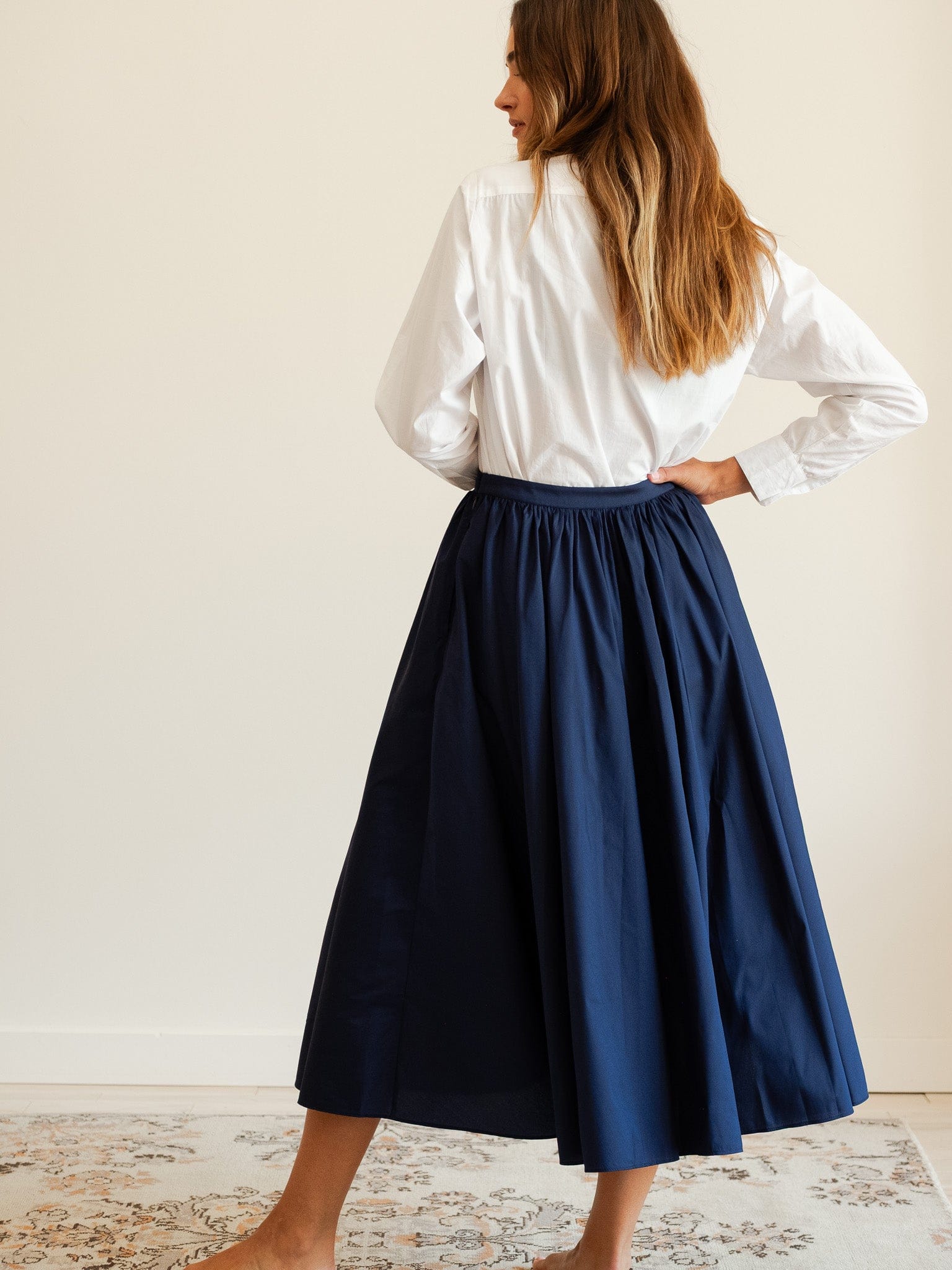 MILLE Clothing Ayla Skirt in Navy Taffeta