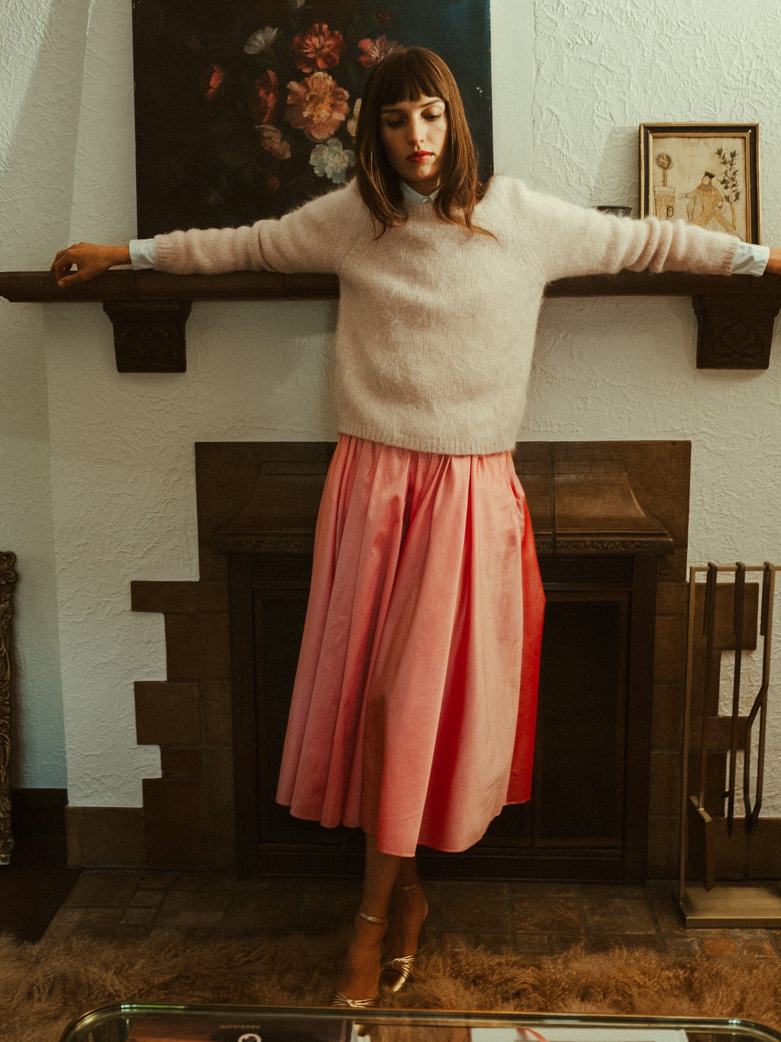 MILLE Clothing Ayla Skirt in Peony Taffeta