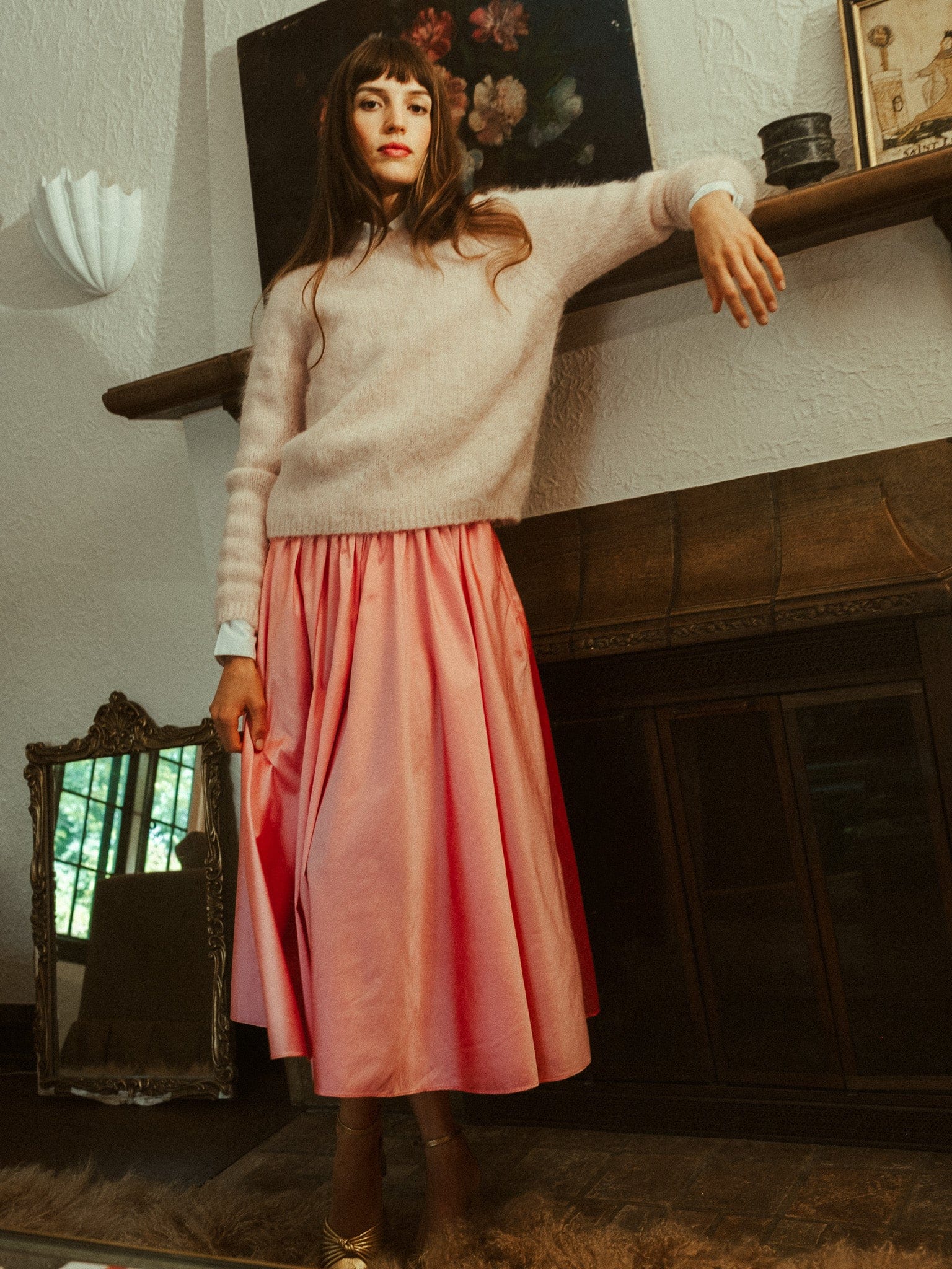 MILLE Clothing Ayla Skirt in Peony Taffeta