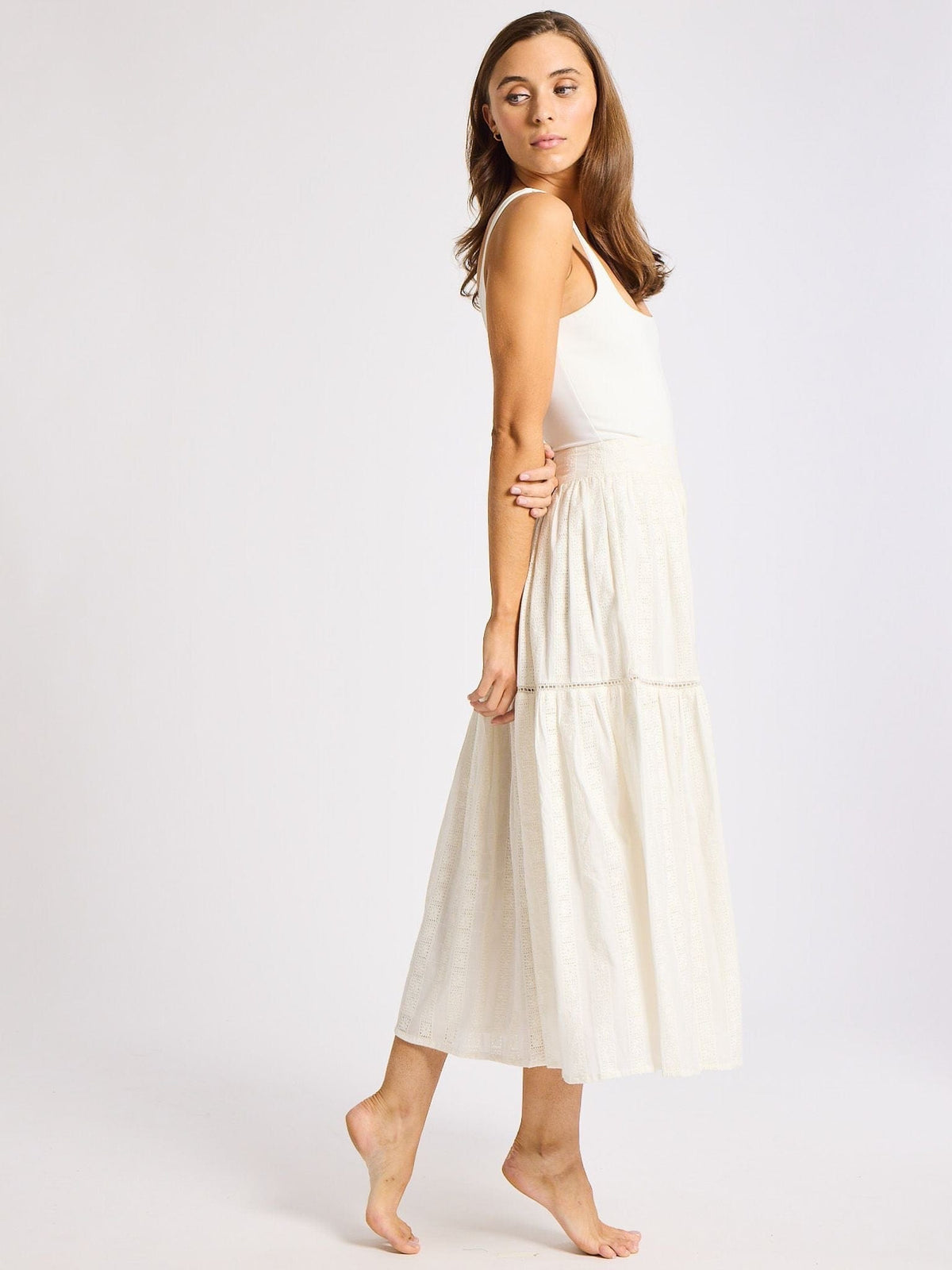 Betty Skirt in Ivory Eyelet — The cut