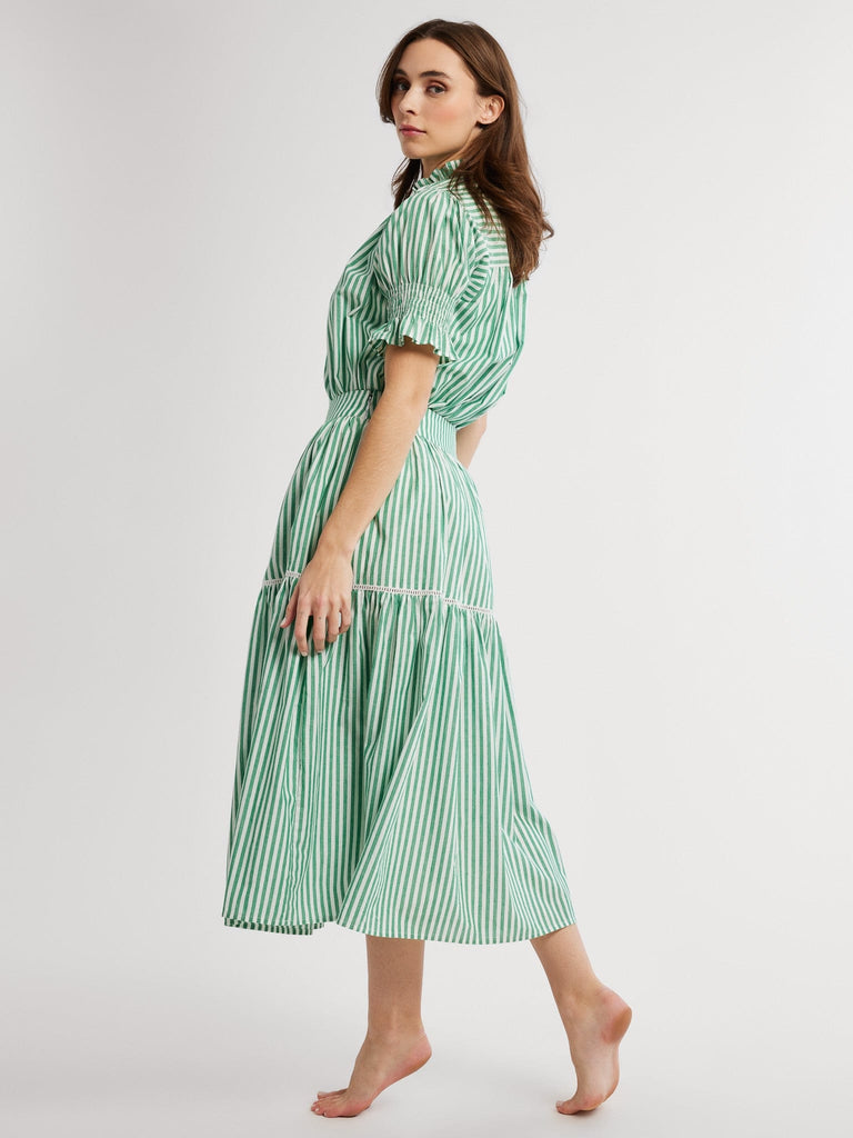 Kelly Pique Striped Midi Skirt - Putty