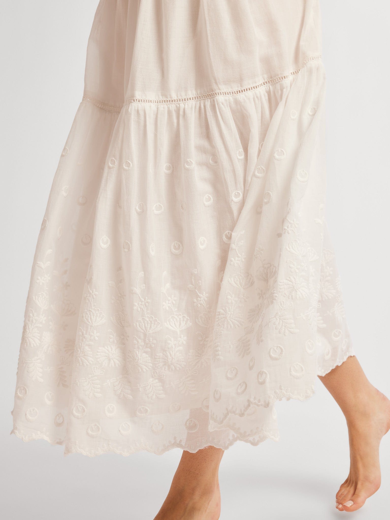 MILLE Clothing Betty Skirt in White Petal Embroidery