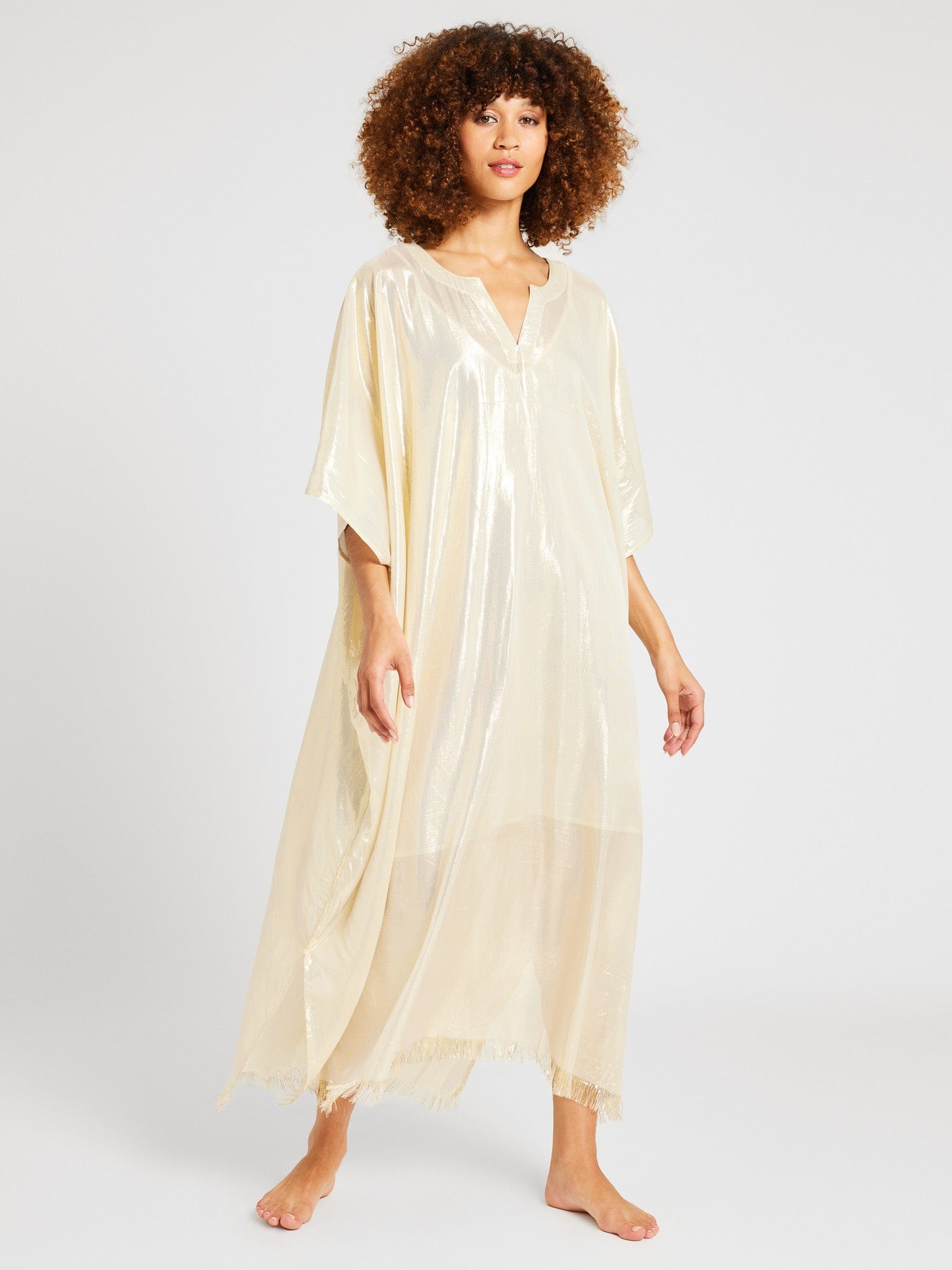 MILLE Clothing Beverly Caftan Gold Lamé