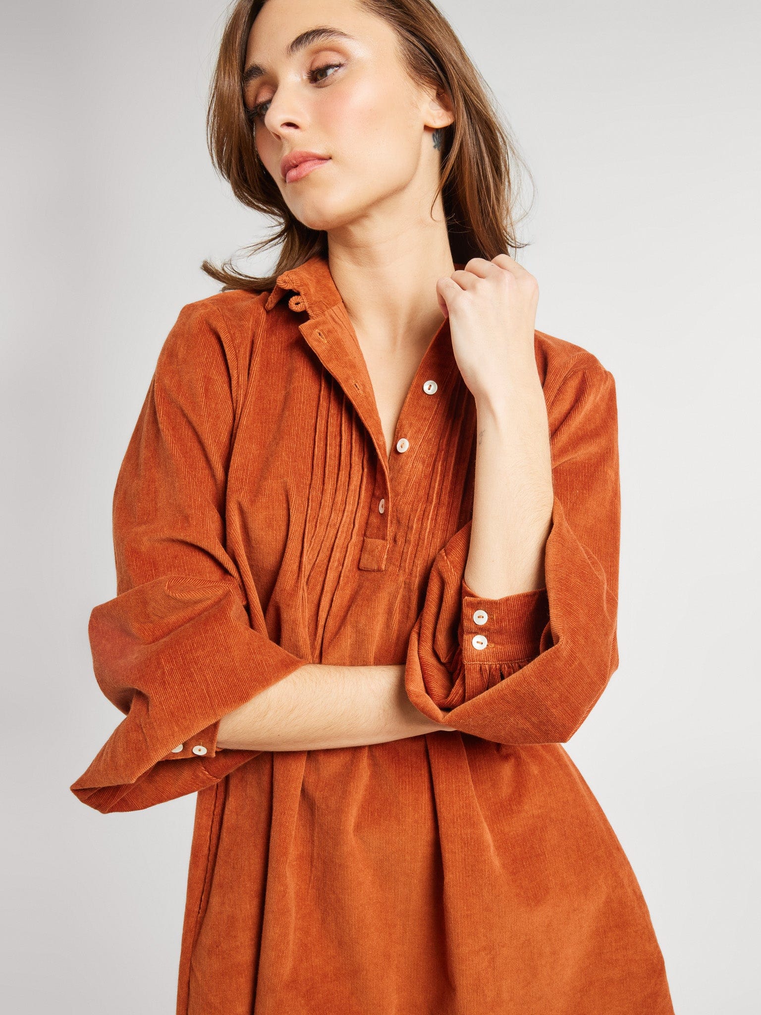 MILLE Clothing Bonnie Dress in Cinnamon Cord