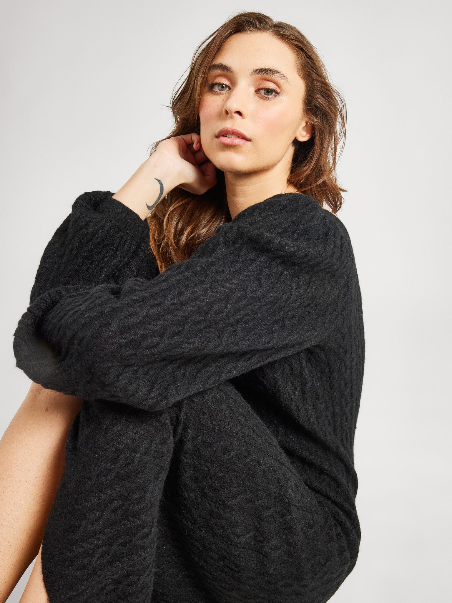 MILLE Brianna Sweater Dress in Black L/XL