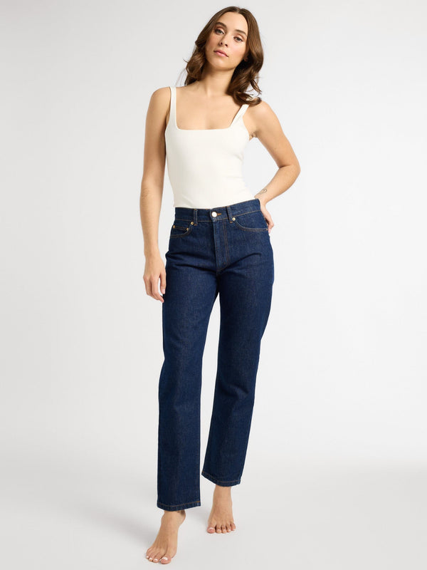 Brooke Mid Rise Slim Fit Jean in Dark Rinse — view 7