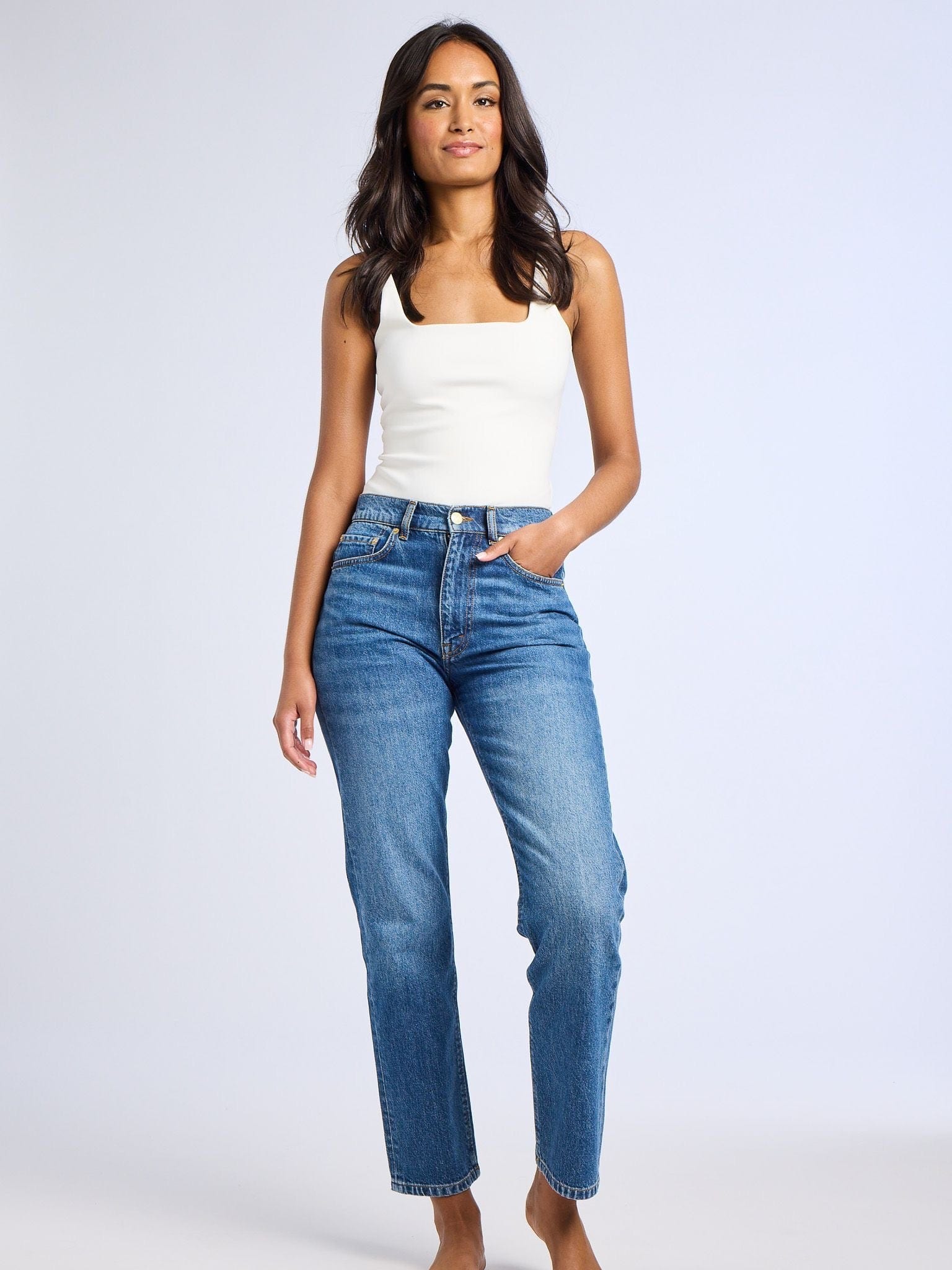 MILLE Clothing Brooke Mid Rise Slim Fit Jean in Topanga