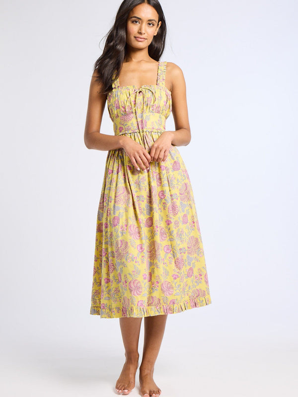 Calla Dress in Citron Floral — view 3