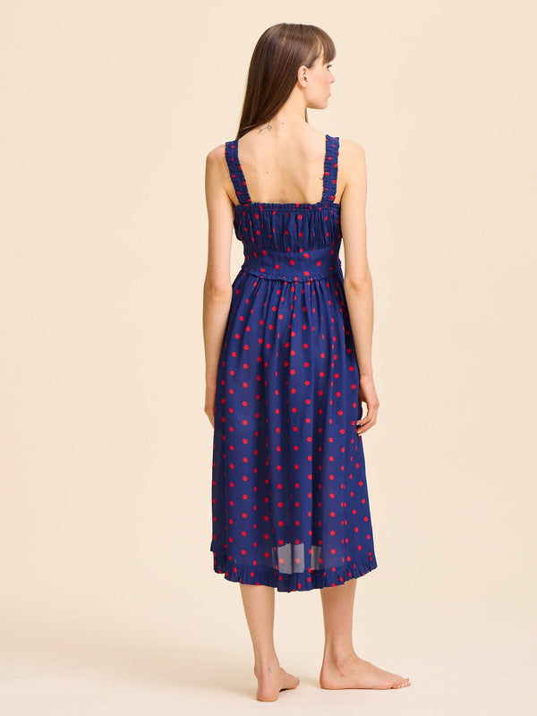 Calla Dress in Navy Dot — view 9