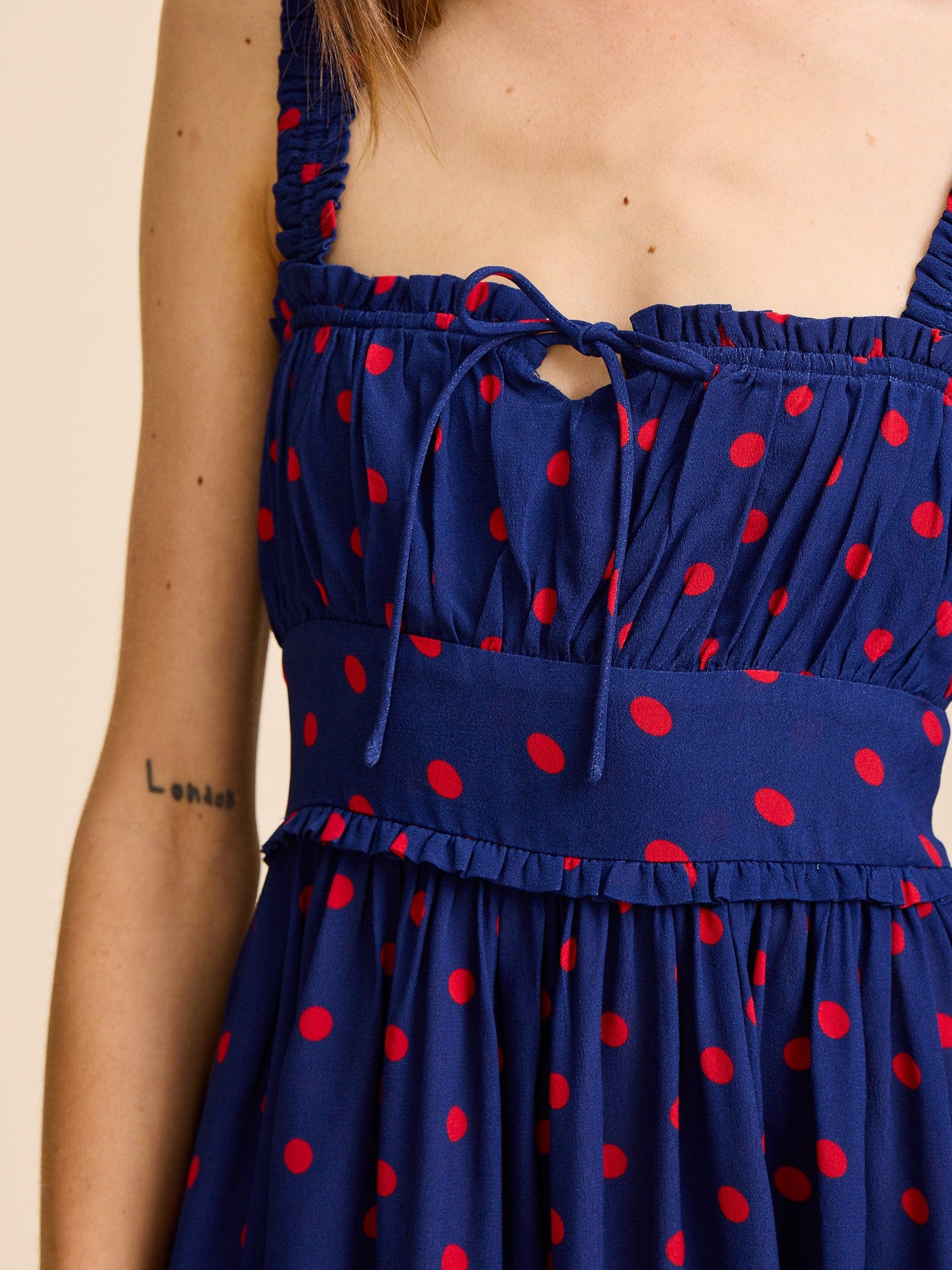 MILLE Clothing Calla Dress in Navy Dot