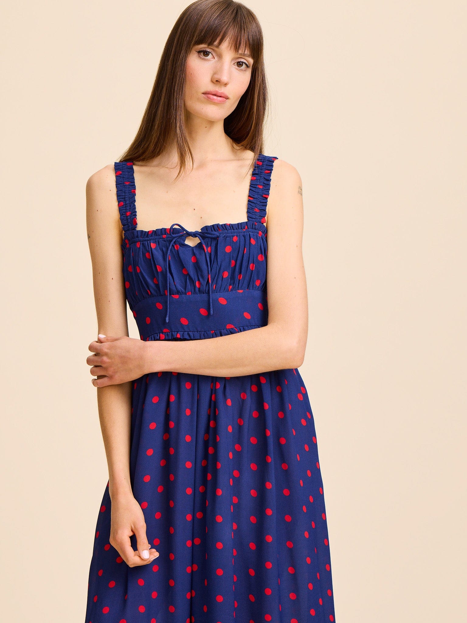 MILLE Clothing Calla Dress in Navy Dot