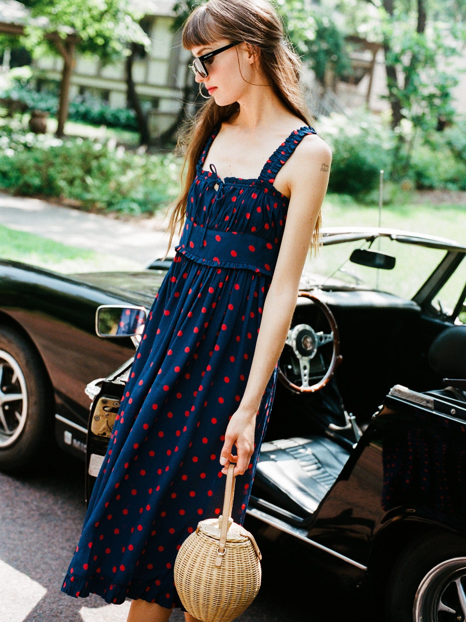 MILLE Clothing Calla Dress in Navy Dot