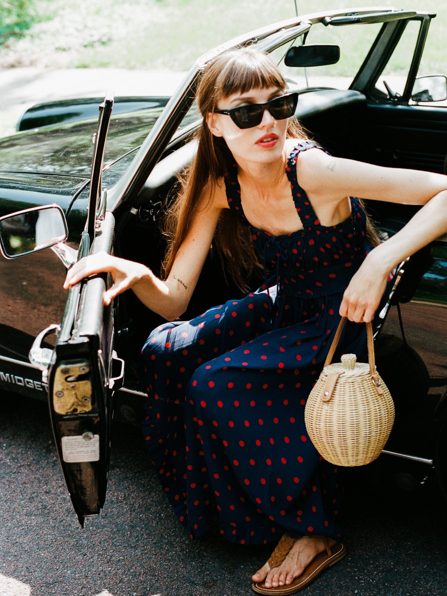 MILLE Clothing Calla Dress in Navy Dot