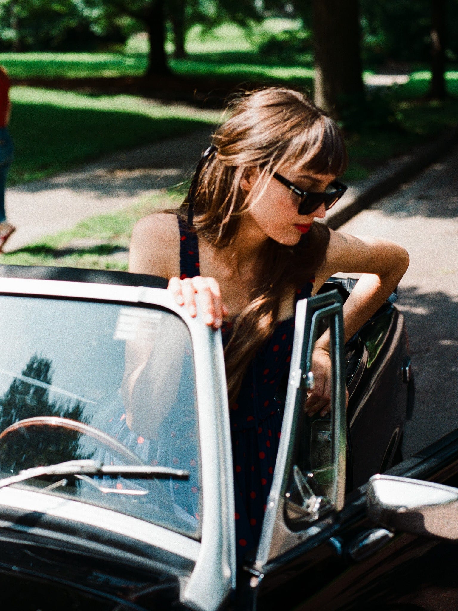 MILLE Clothing Calla Dress in Navy Dot