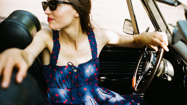 Calla Dress in Navy Dot — view 27