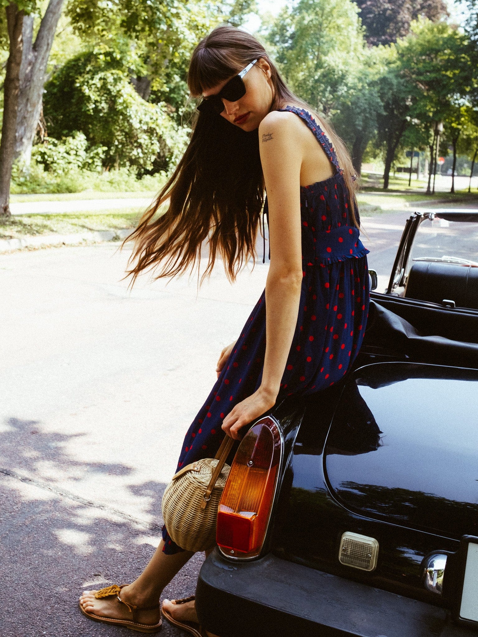 MILLE Clothing Calla Dress in Navy Dot
