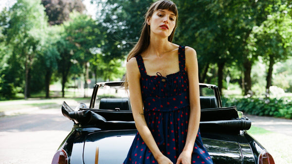 Calla Dress in Navy Dot — view 25