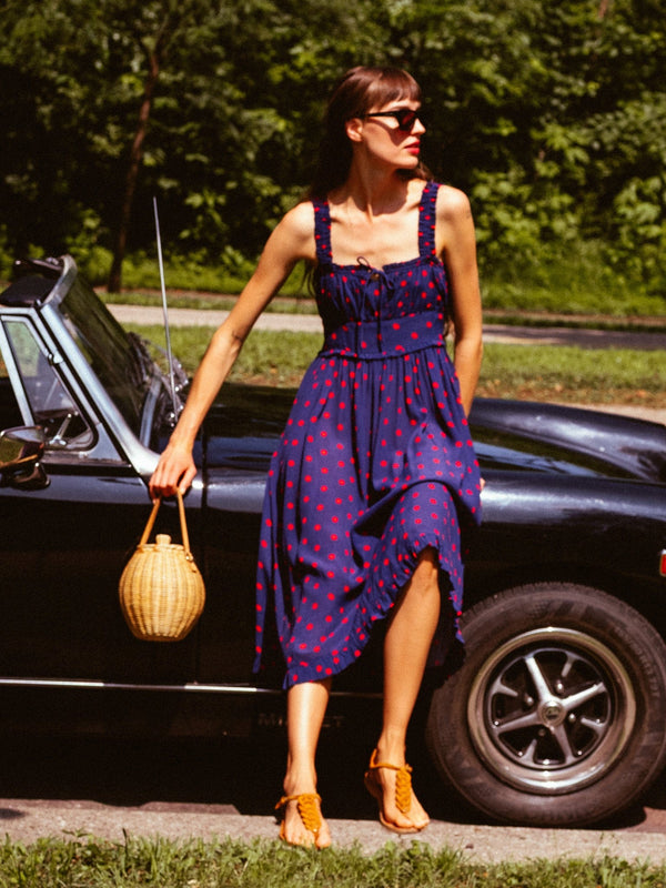 Calla Dress in Navy Dot — view 28