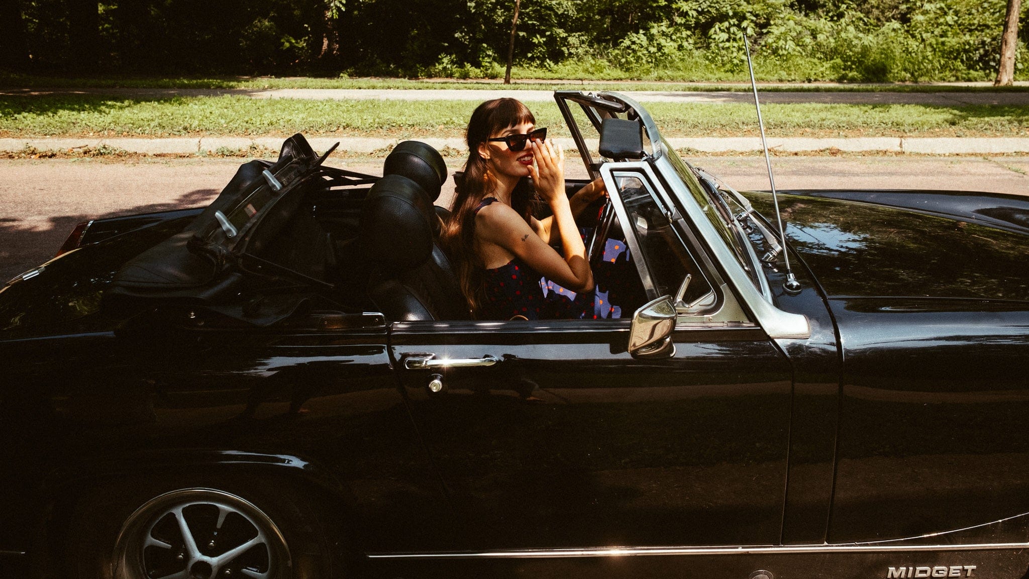 MILLE Clothing Calla Dress in Navy Dot