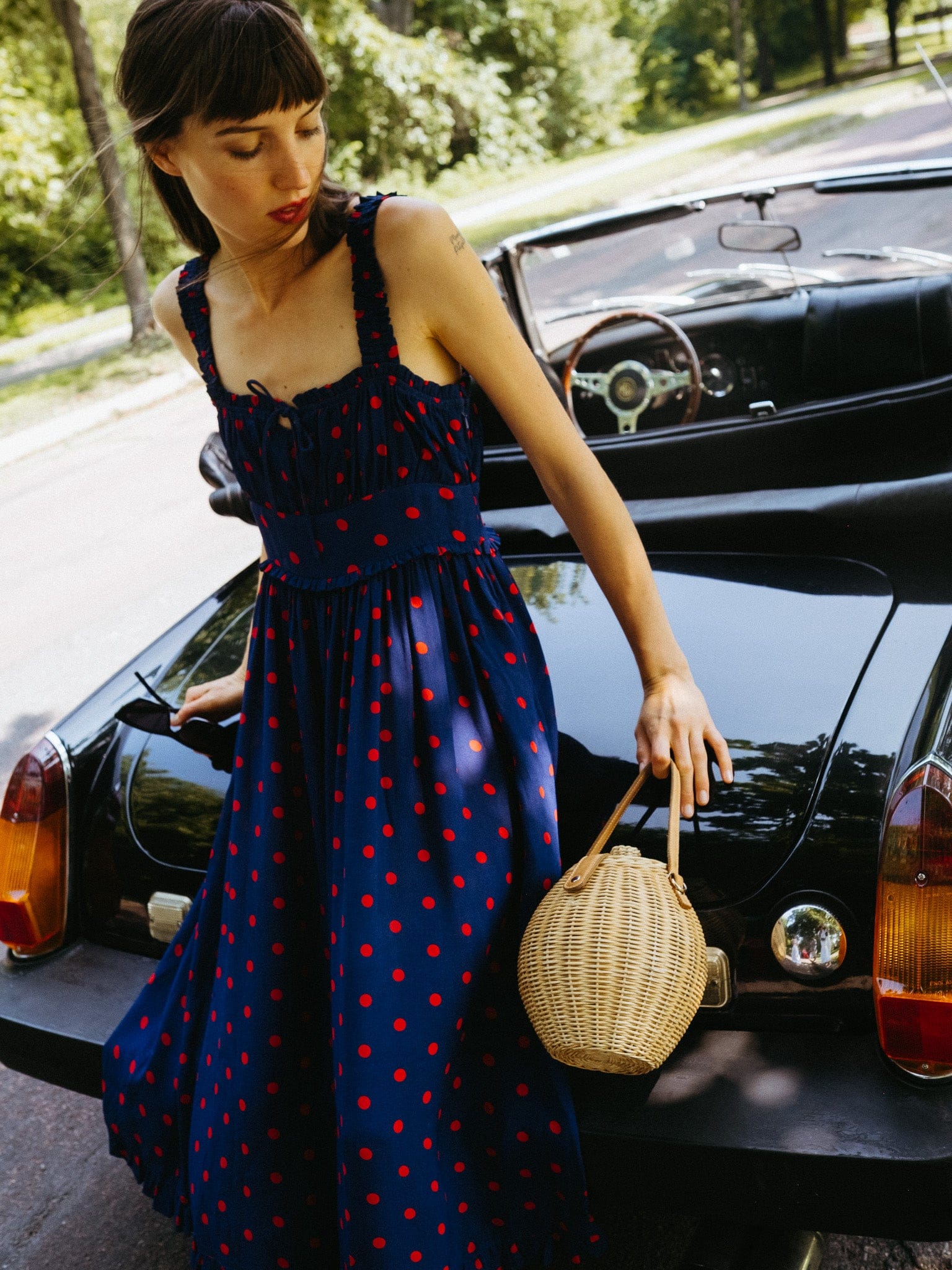 MILLE Clothing Calla Dress in Navy Dot