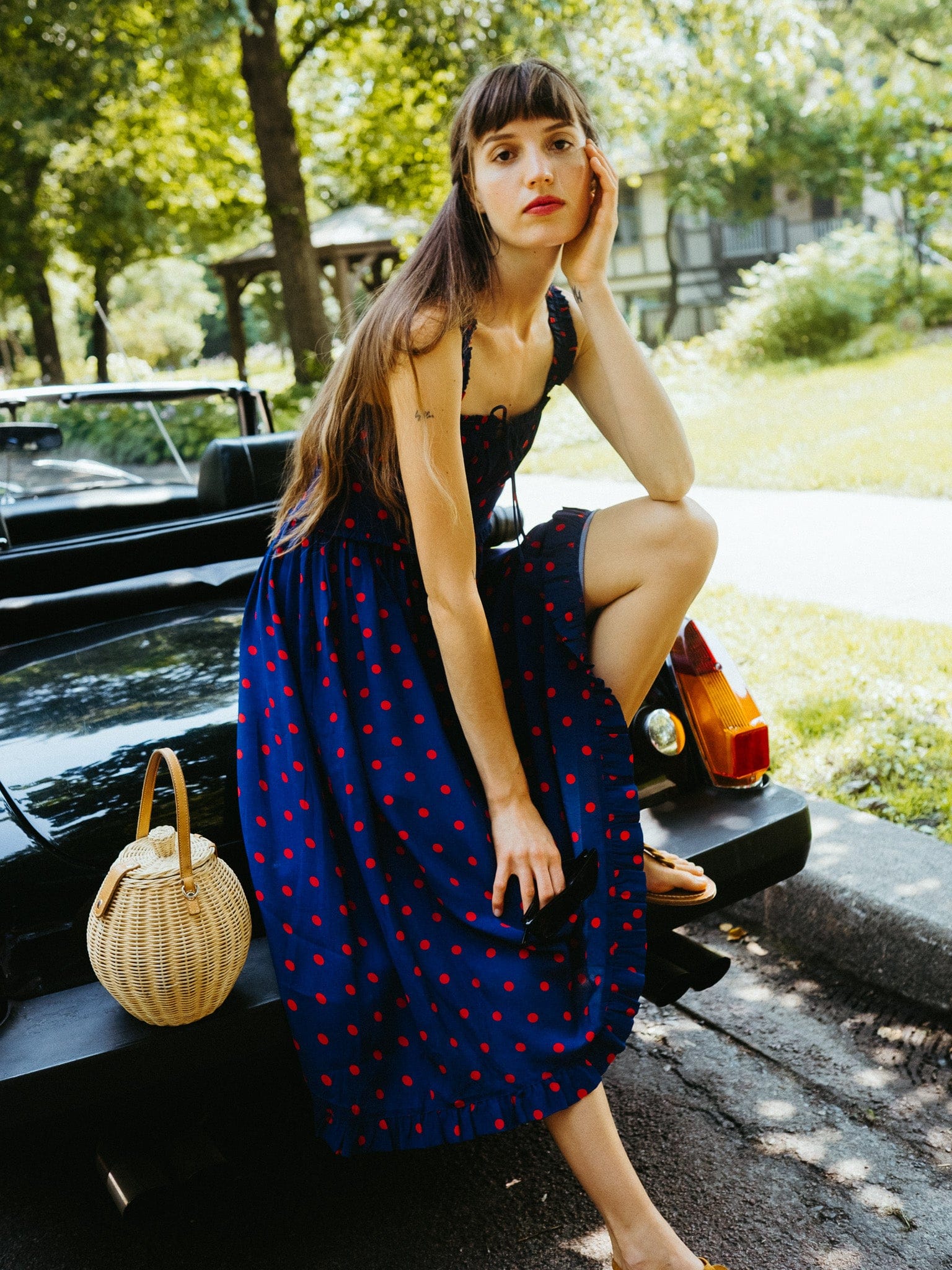 MILLE Clothing Calla Dress in Navy Dot