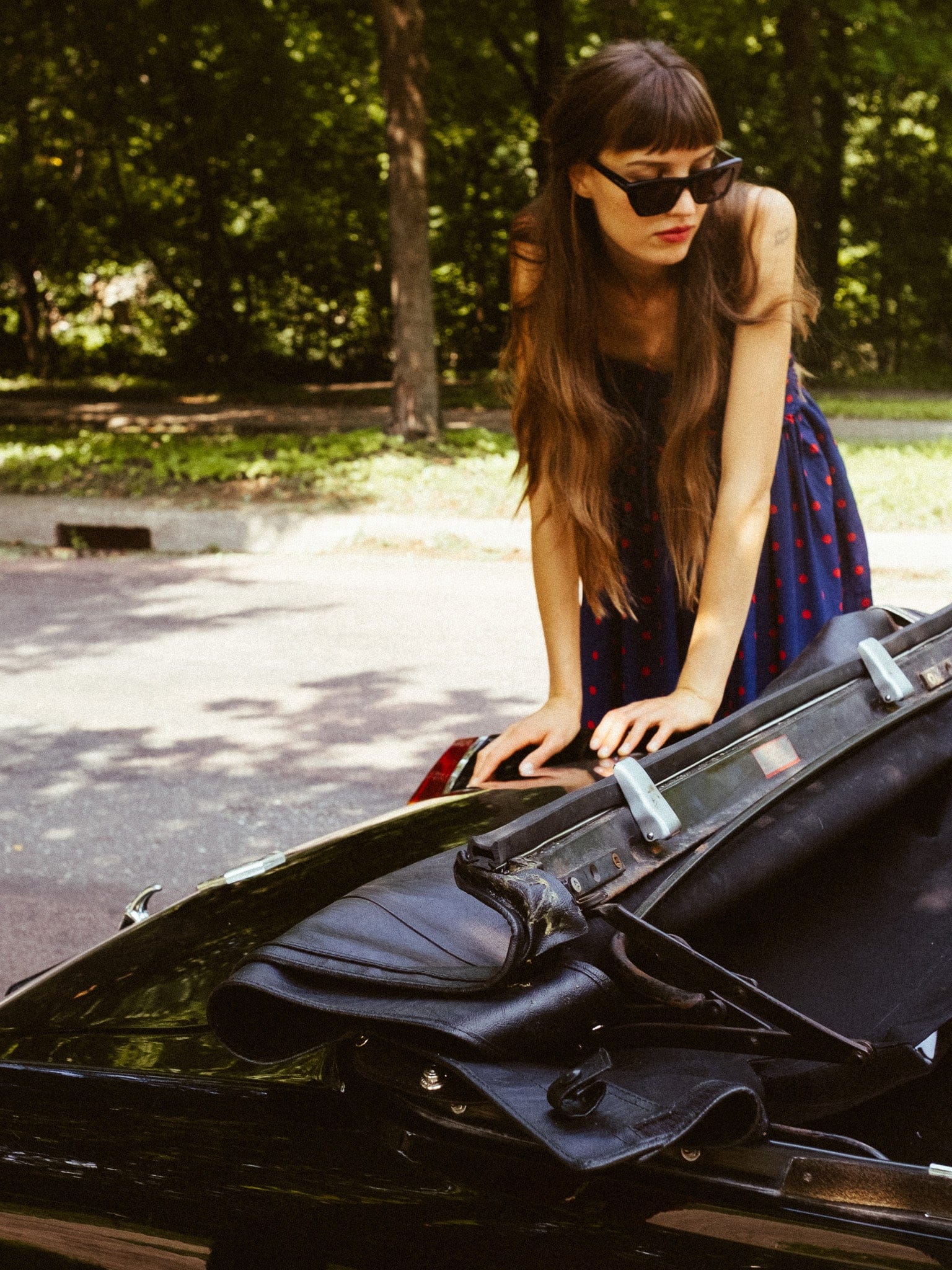 MILLE Clothing Calla Dress in Navy Dot