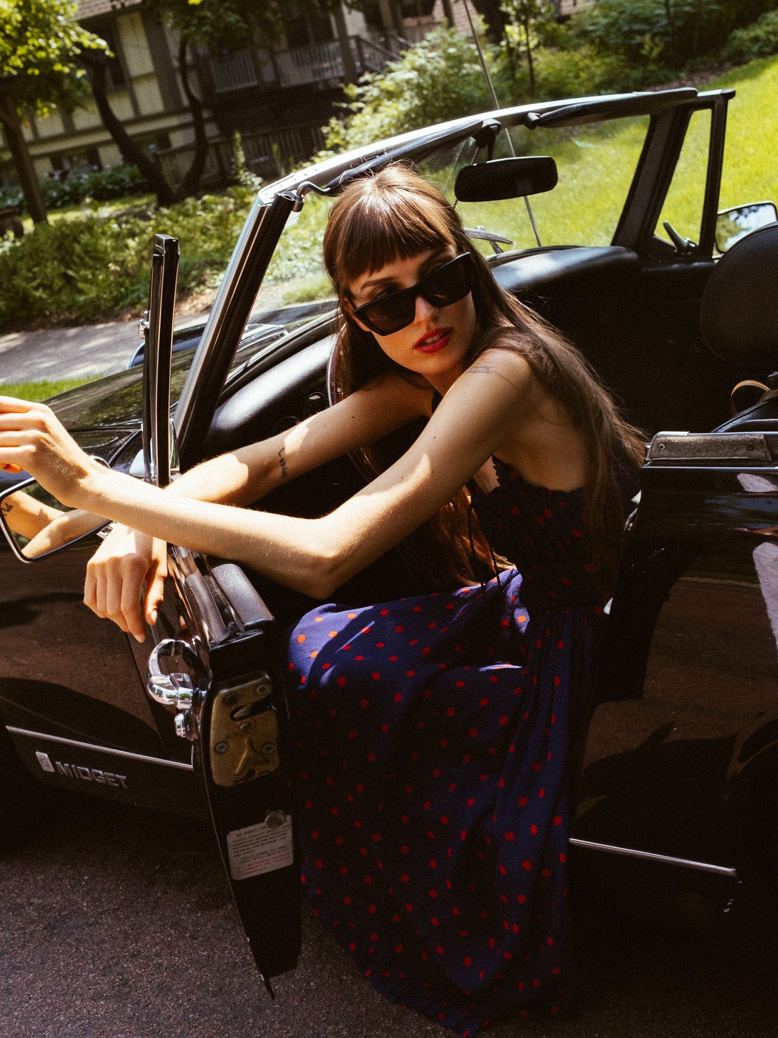 MILLE Clothing Calla Dress in Navy Dot