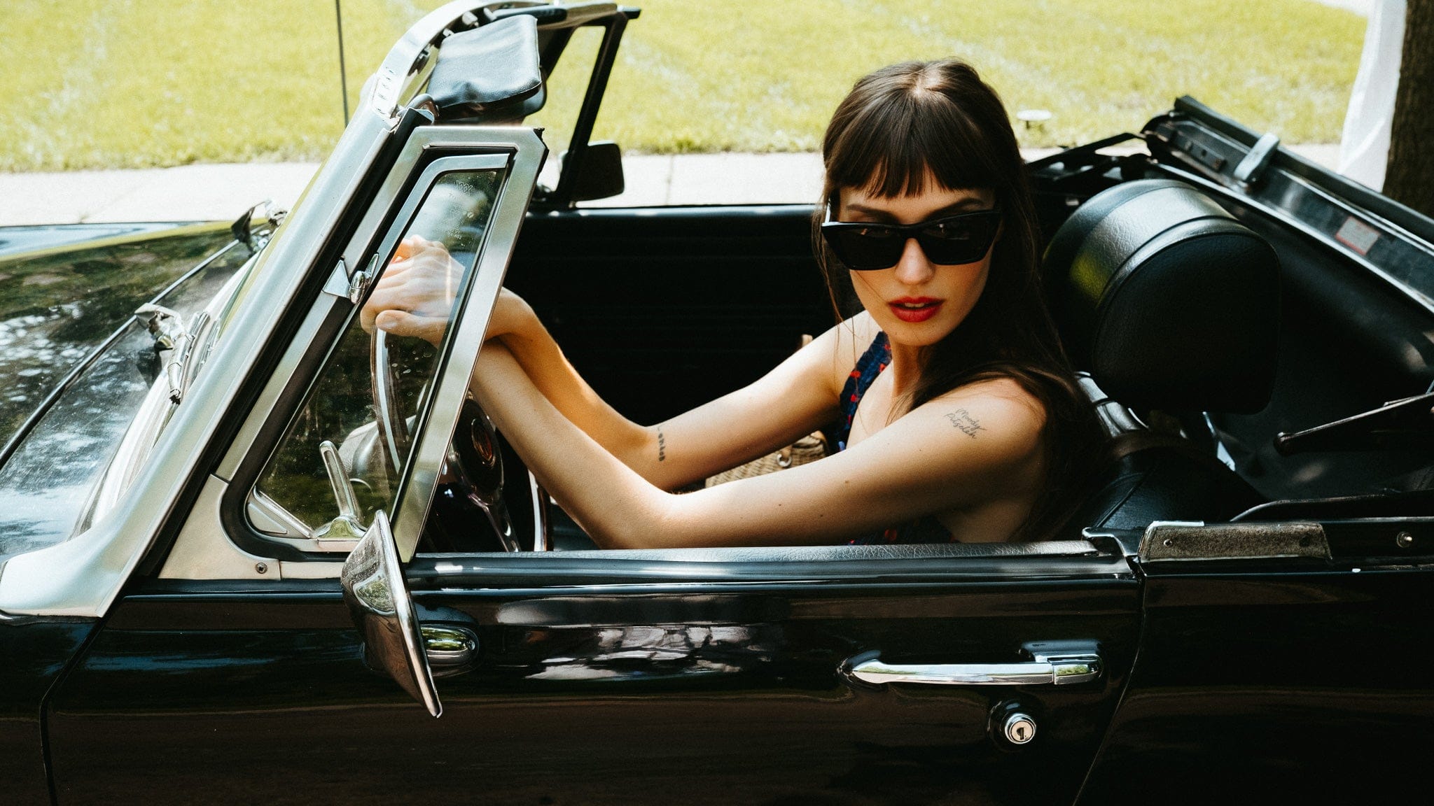 MILLE Clothing Calla Dress in Navy Dot