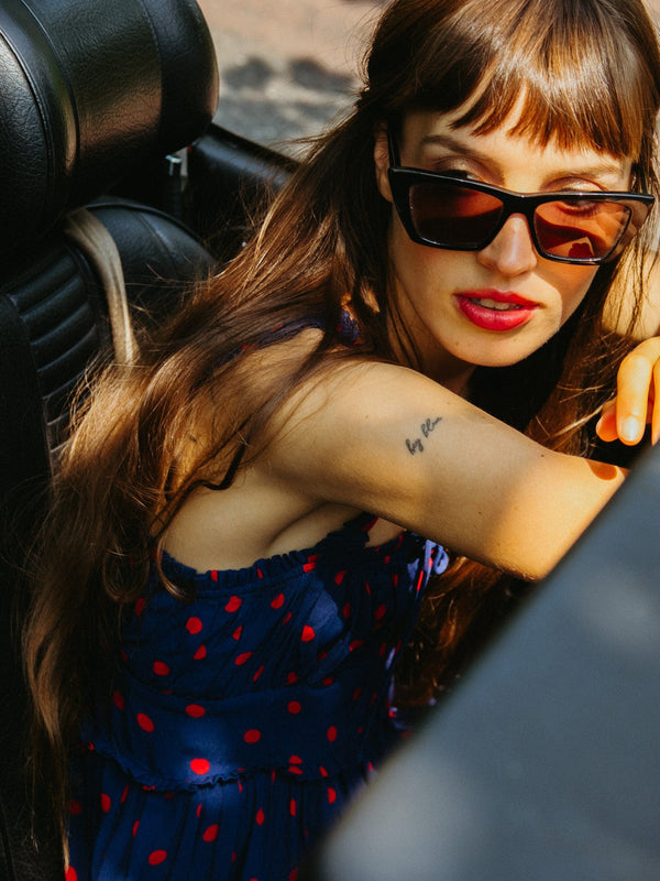 Calla Dress in Navy Dot — view 12