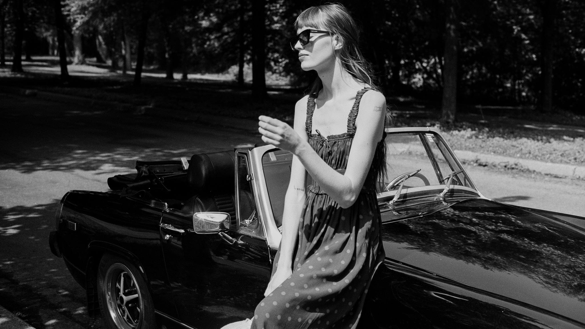 MILLE Clothing Calla Dress in Navy Dot