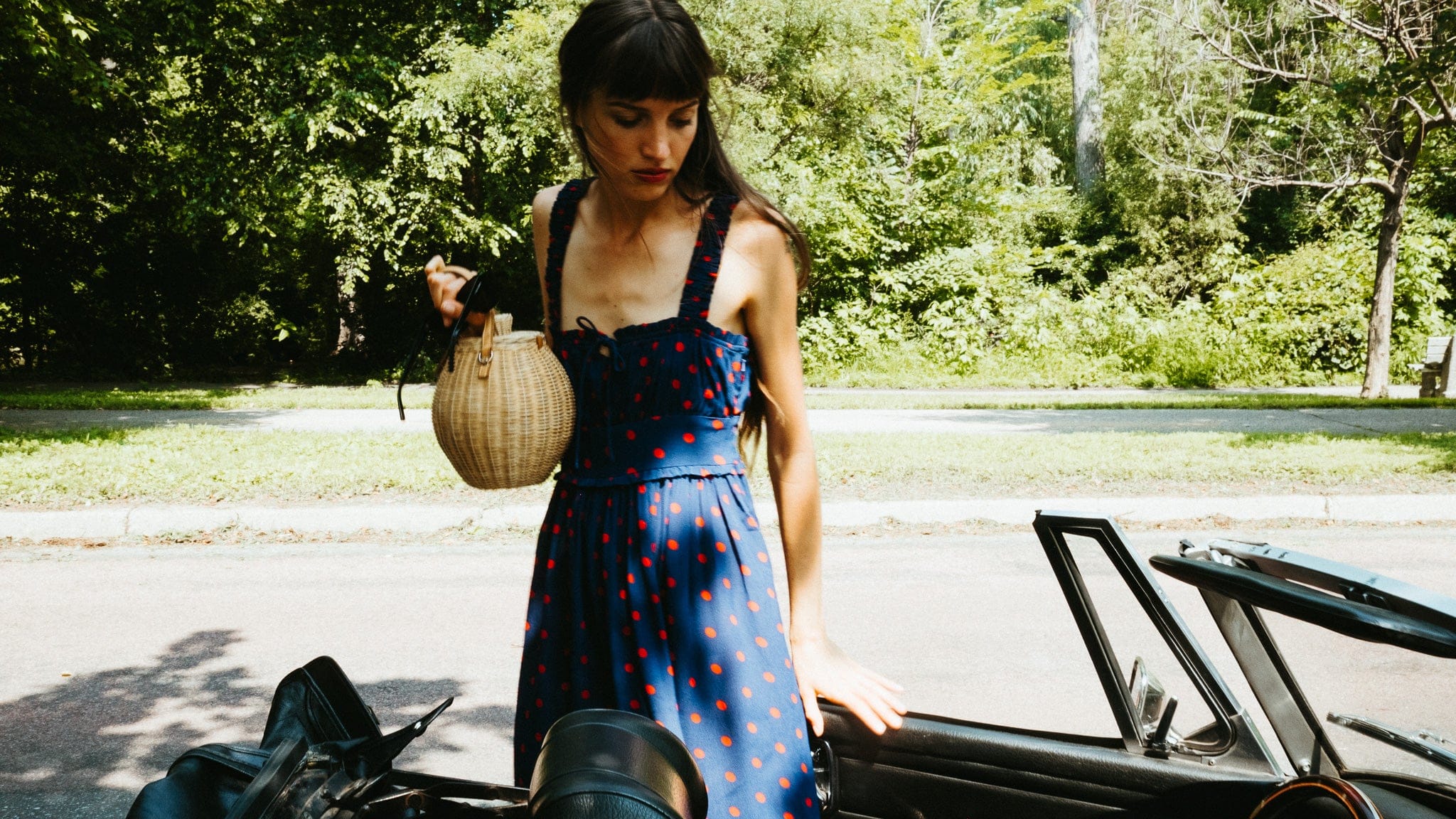 MILLE Clothing Calla Dress in Navy Dot