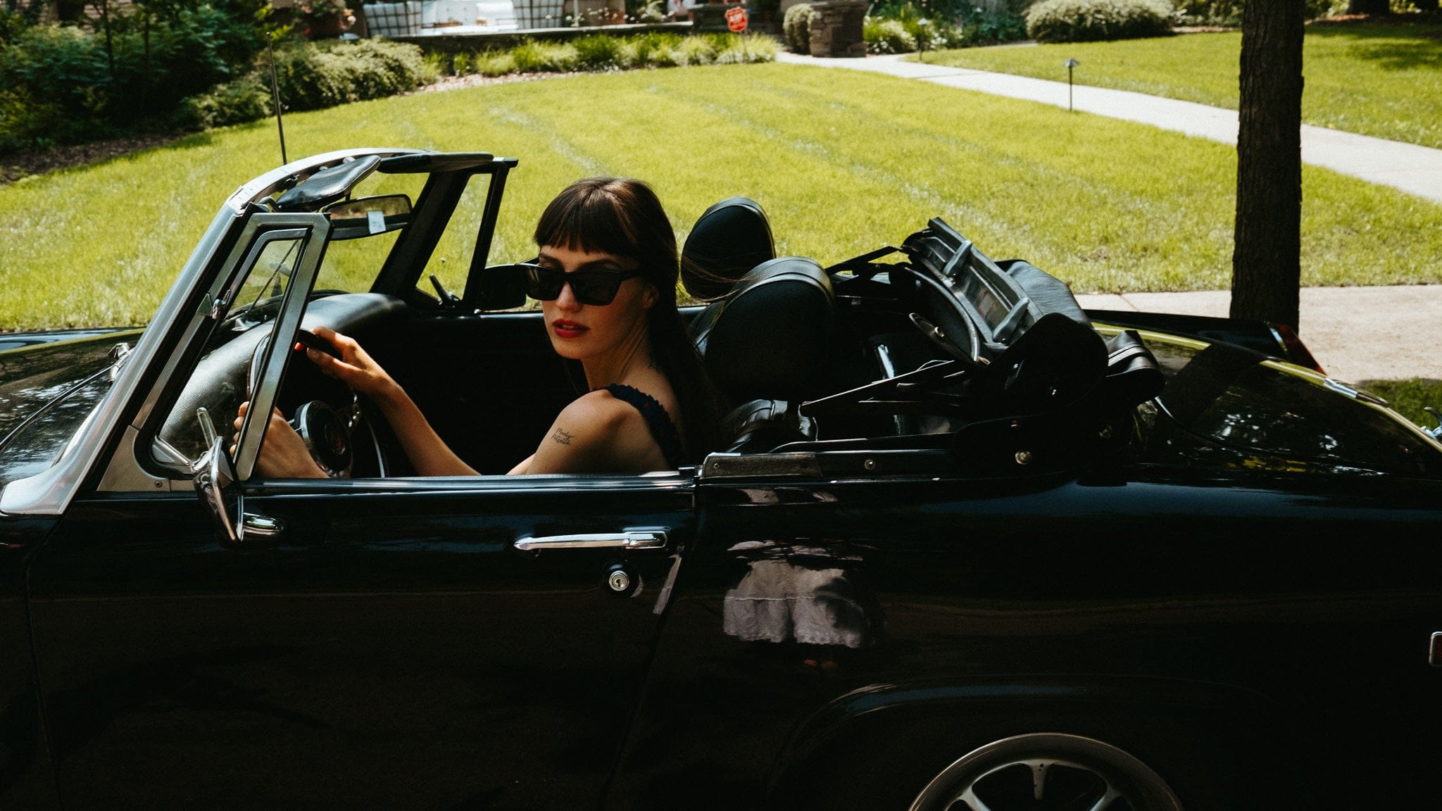 MILLE Clothing Calla Dress in Navy Dot