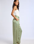 MILLE Clothing Cara Pant in Almond & Green Stripe