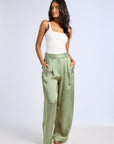 MILLE Clothing Cara Pant in Almond & Green Stripe