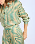 MILLE Clothing Cara Pant in Almond & Green Stripe