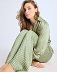 MILLE Clothing Cara Pant in Almond & Green Stripe