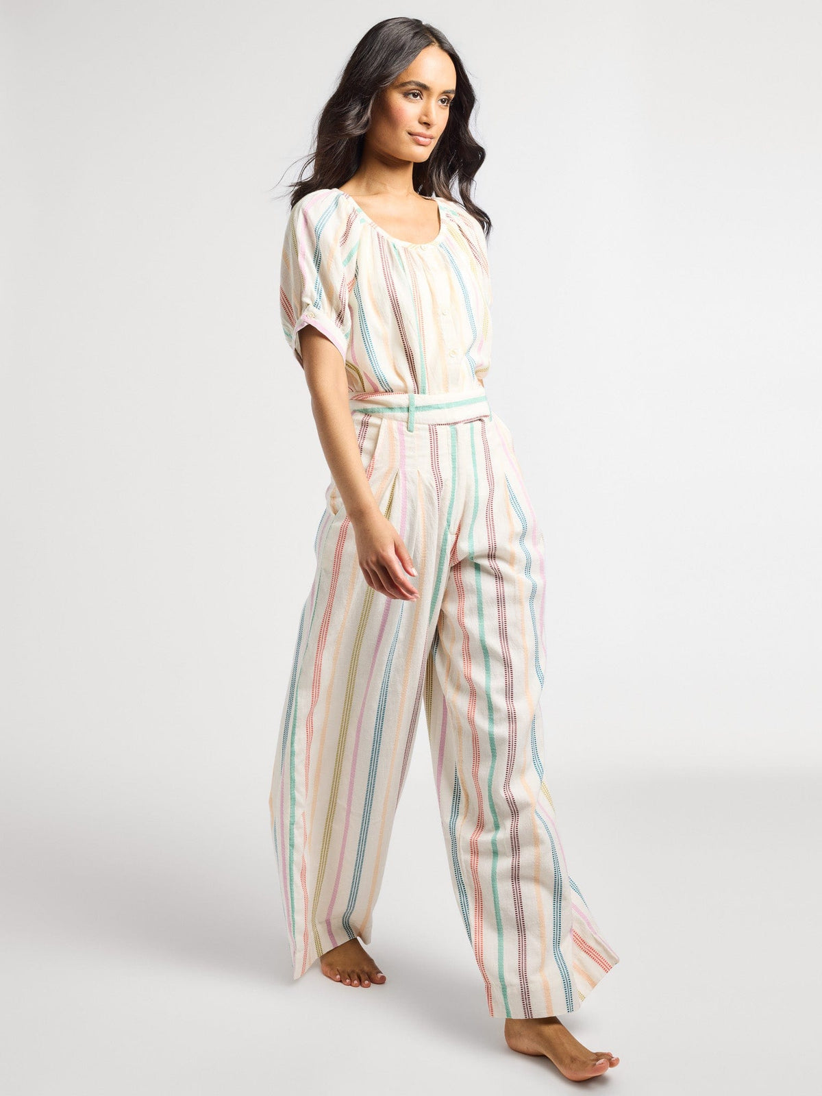 Cara Pant in Mallorca Stripe — The cut