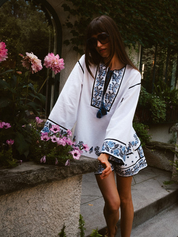 Angelica Top in Santorini Embroidery — view 21