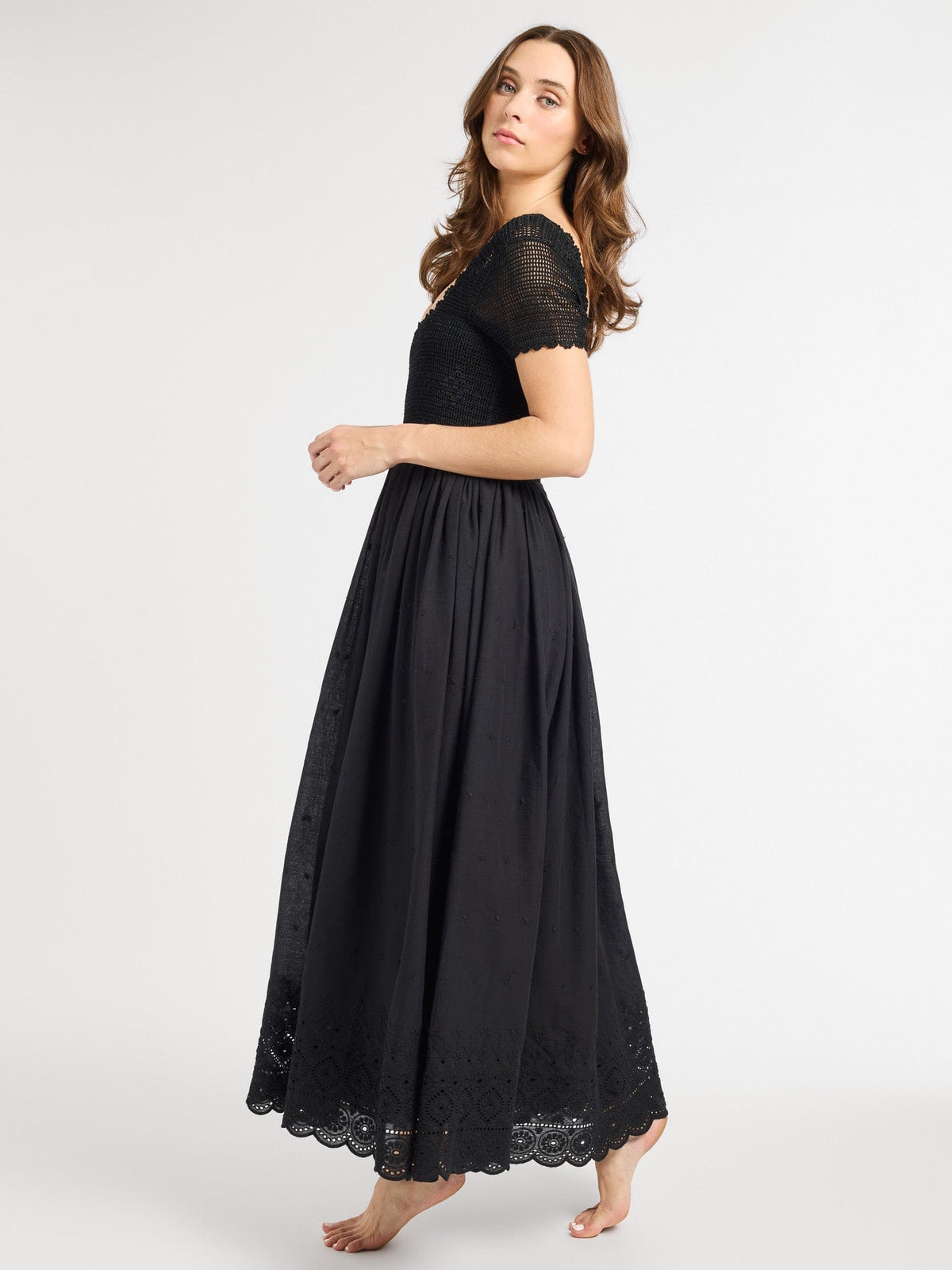 Carla Crochet Dress in Black — The cut