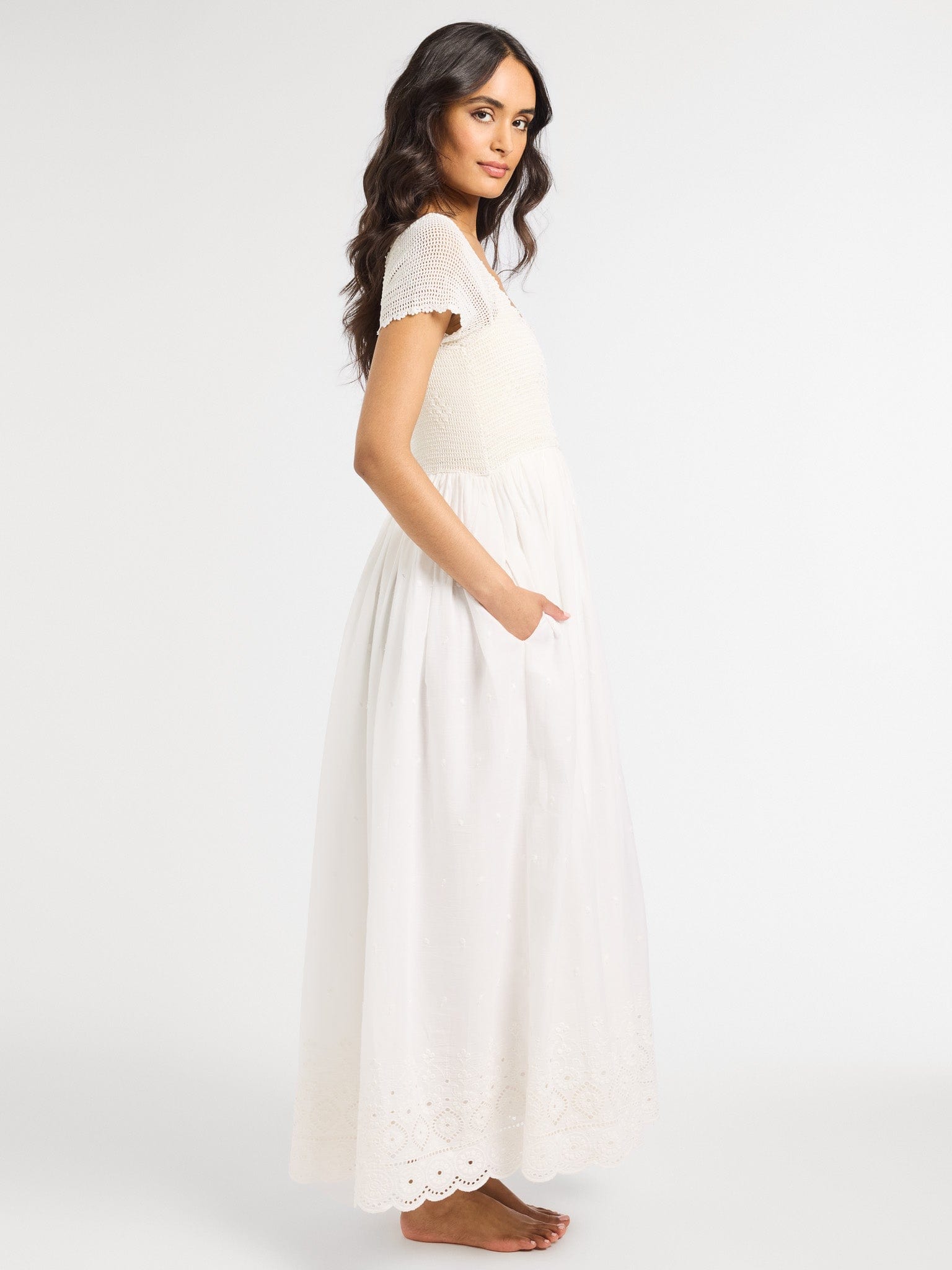 MILLE Clothing Carla Crochet Dress in White