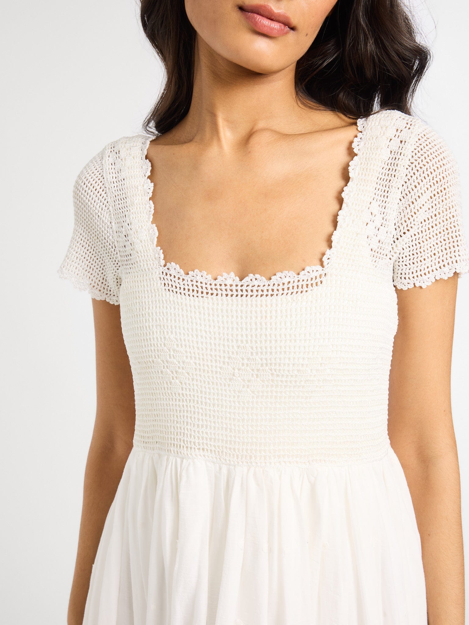 MILLE Clothing Carla Crochet Dress in White