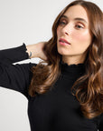 MILLE Clothing Carmela Pointelle Turtleneck in Black