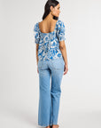 MILLE Clothing Caro Top in Blue Hibiscus