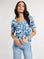 MILLE Clothing Caro Top in Blue Hibiscus