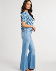 MILLE Clothing Caro Top in Blue Hibiscus