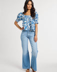 MILLE Clothing Caro Top in Blue Hibiscus