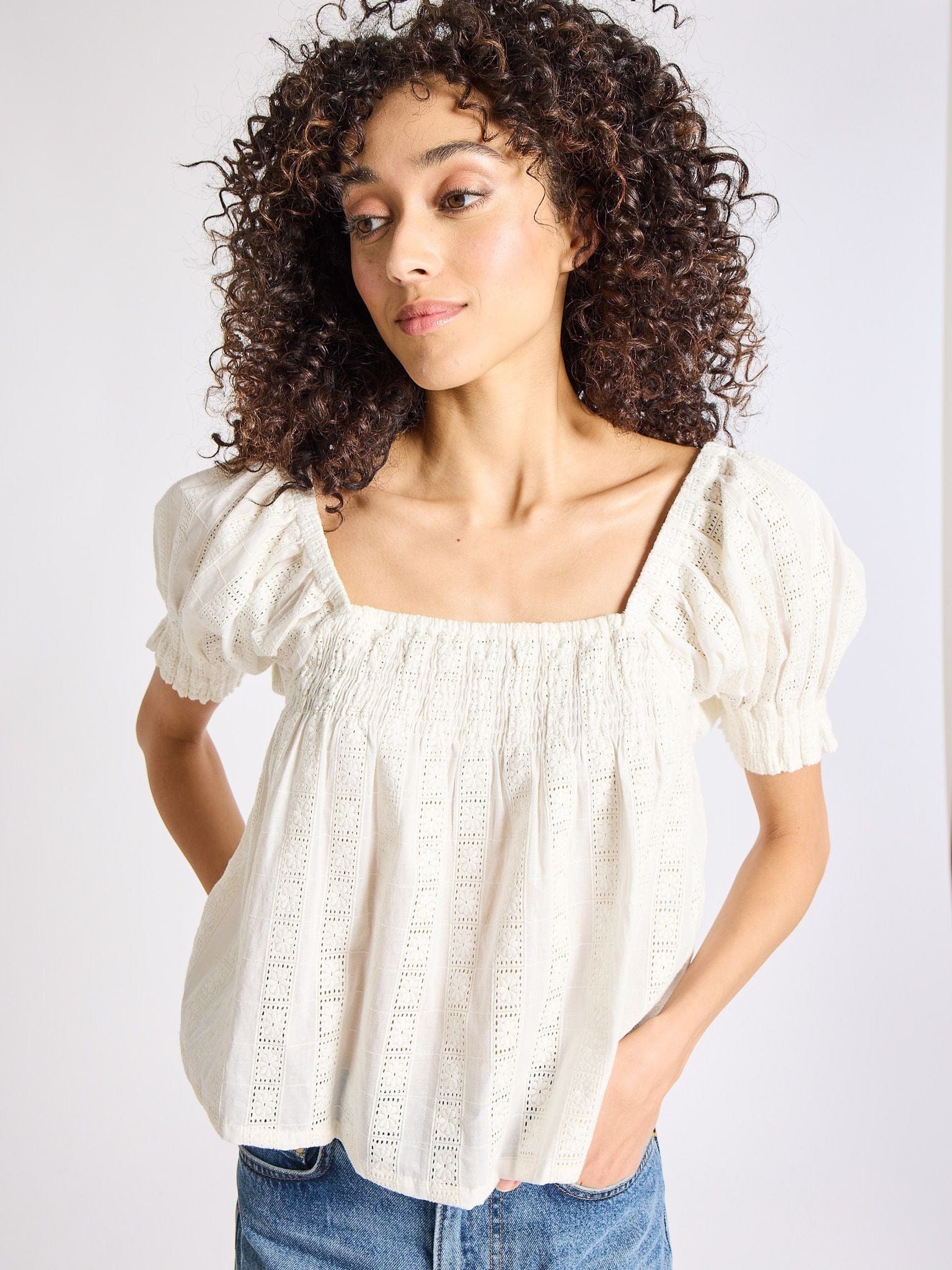 MILLE Clothing Caro Top in Ivory Eyelet